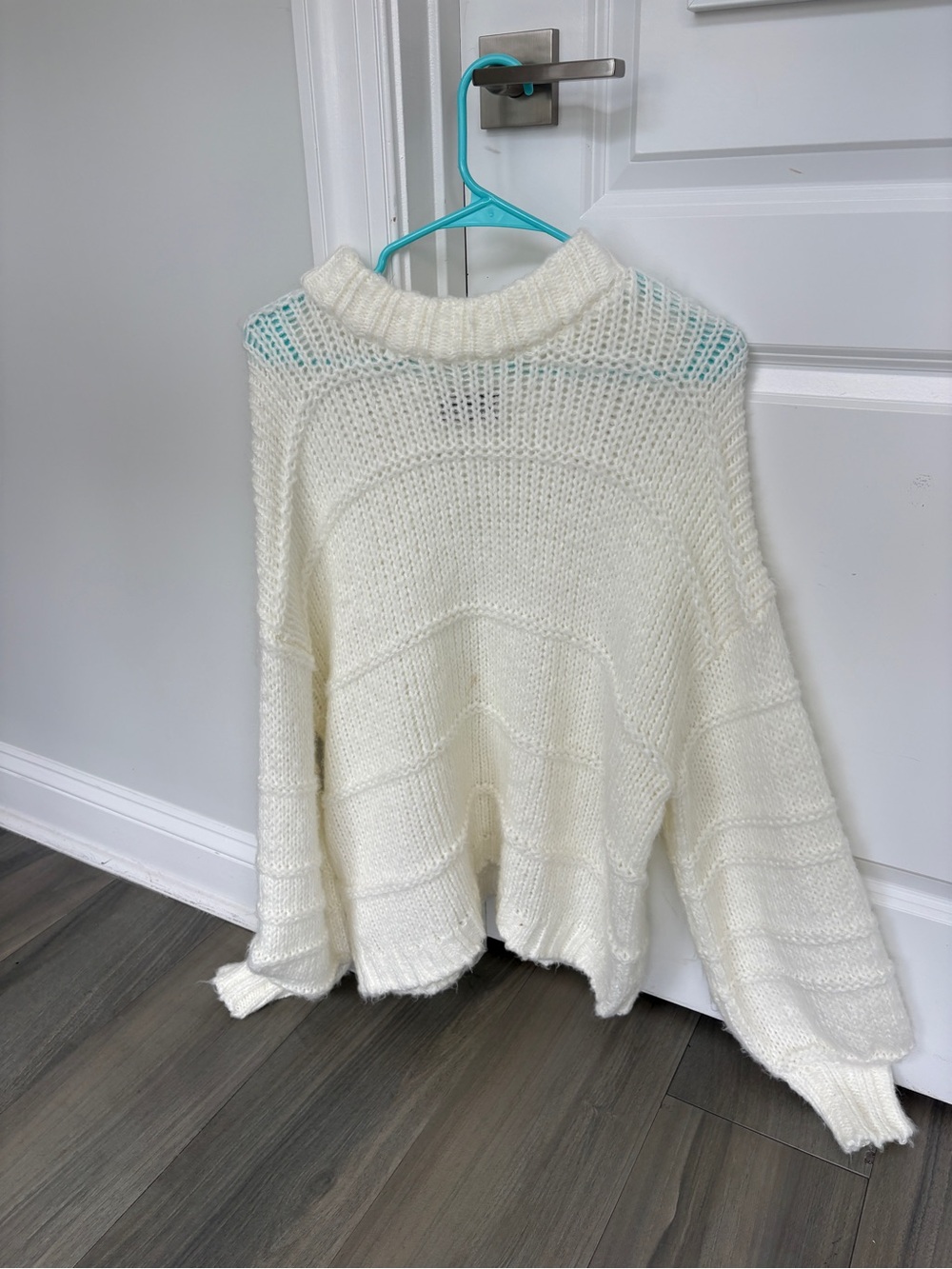 Urban Outfitters Cream Open-Knit Turtleneck Sweater